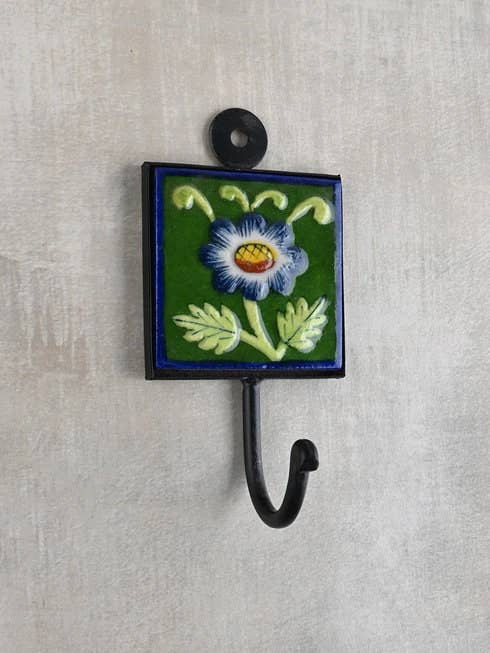 KNOBCO - Wholesale Wall Hook - Multicolor Square Shape Handmade Colorful Ceramic Coat Hook Towel Hook, Decorative Wall Hook, Coat Hanger Keys Hook, Embossed Hook4