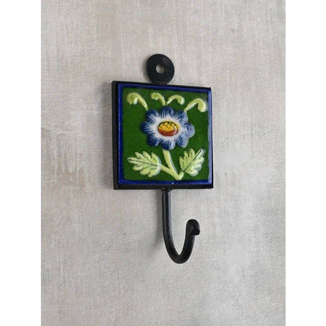 KNOBCO - Wholesale Wall Hook - Multicolor Square Shape Handmade Colorful Ceramic Coat Hook Towel Hook, Decorative Wall Hook, Coat Hanger Keys Hook, Embossed Hook4