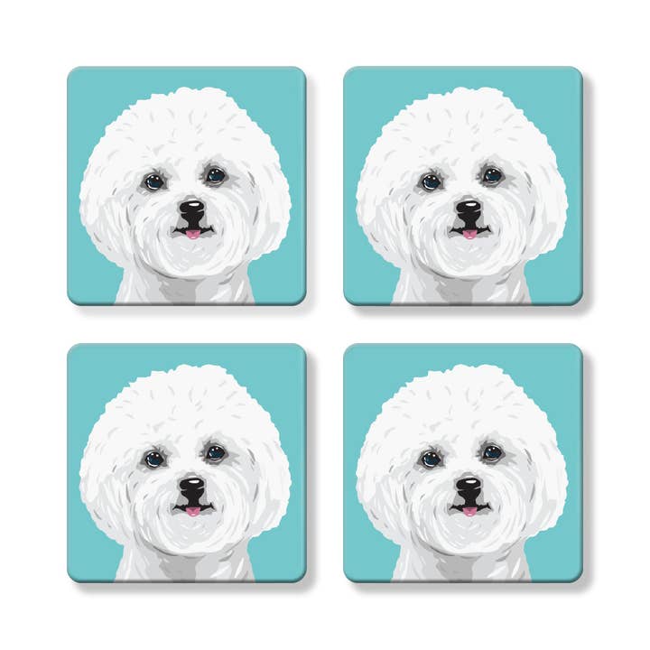 Set of 4 MDF Coasters - Bichon Frise for wholesale by Naked Decor