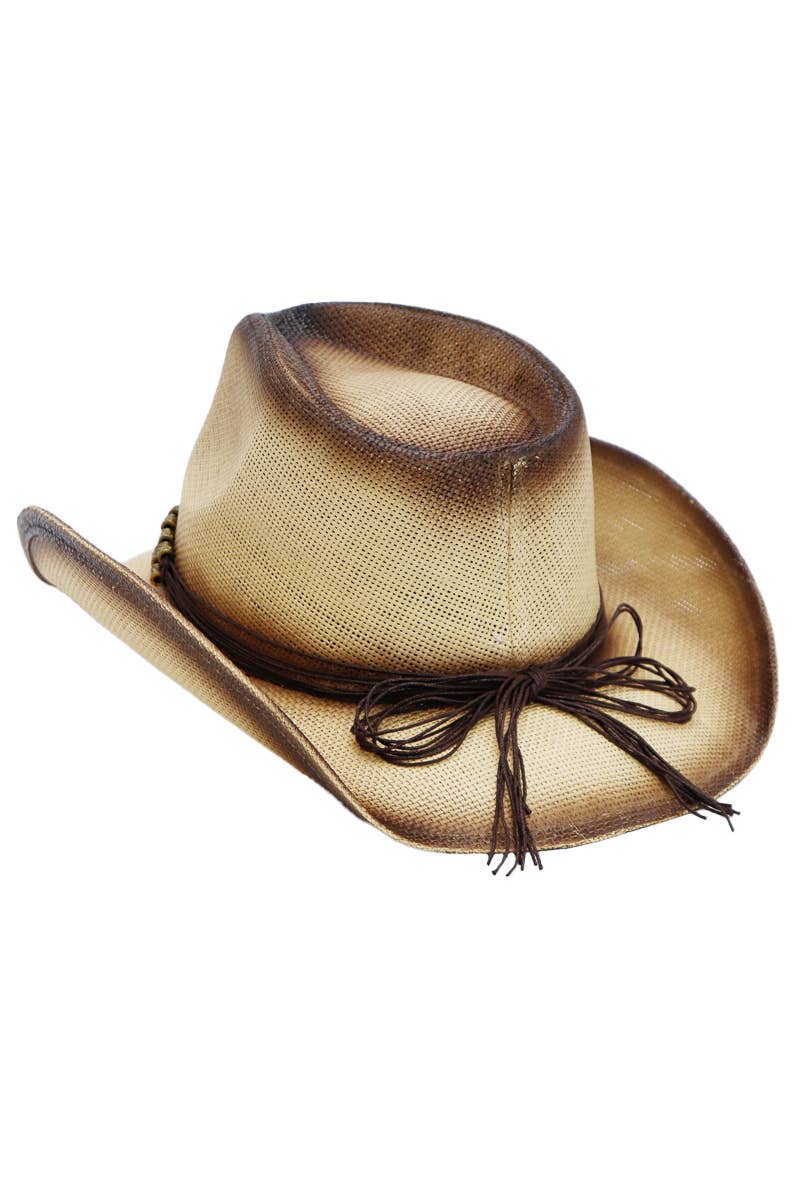 Cap Zone - Wholesale Cowboy Hat - Women's - Butterfly Emblem Waxed String Straw Cowboy Hat15