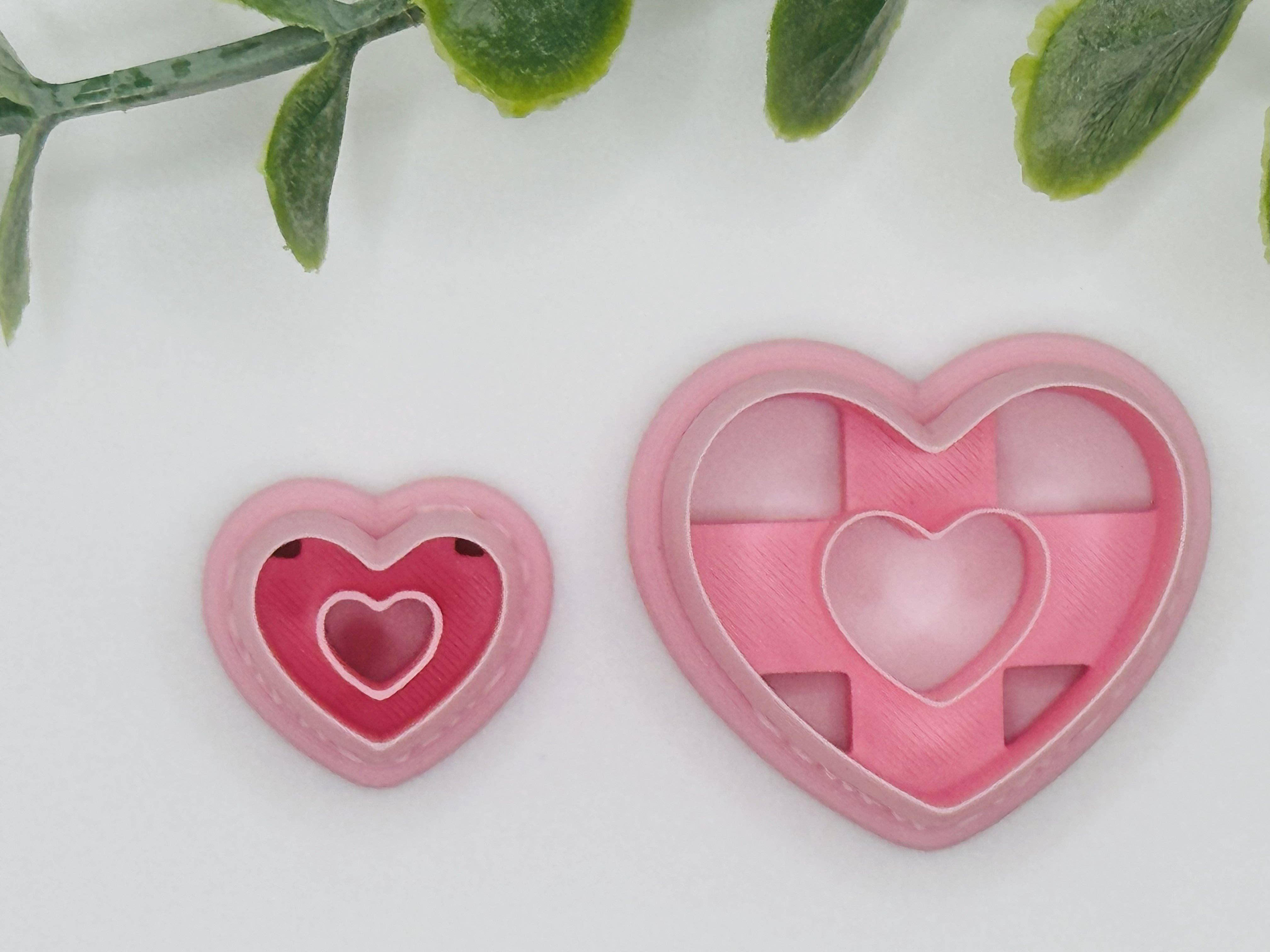 CaliLu Clay Co. - Wholesale Cookie Cutter - Double Heart Imprint Cookie Cutter / Polymer Clay Cutter0