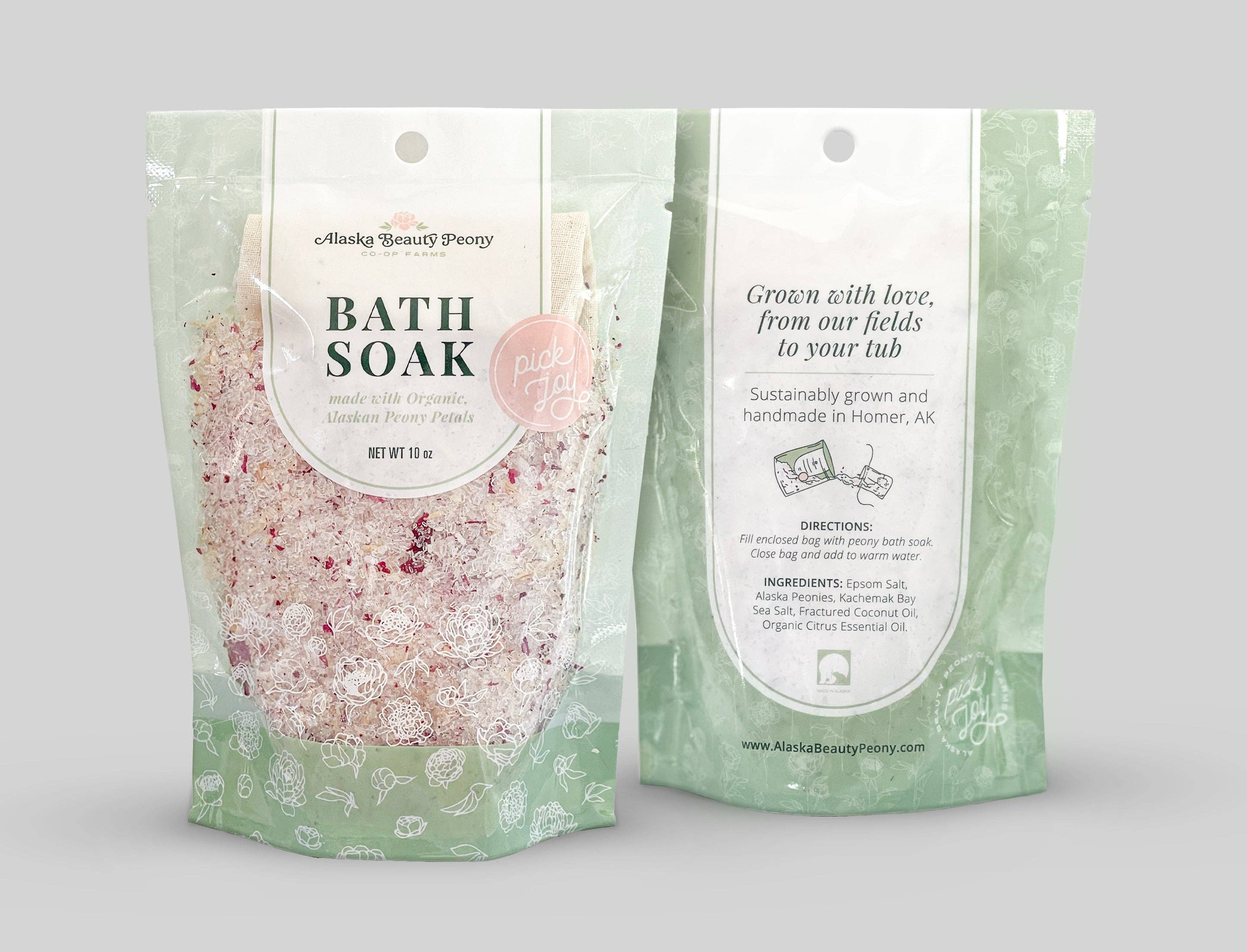 Alaska Beauty Peony Cooperative – wholesale Bath soak/milk – Peony Bath Soak - 10 oz3