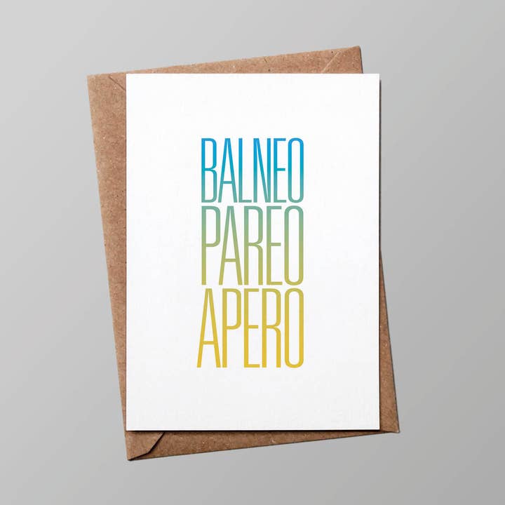 Le shop de Bulma - Wholesale Postcard - "Vacation" Card: Balneo pareo apero (with envelope)0