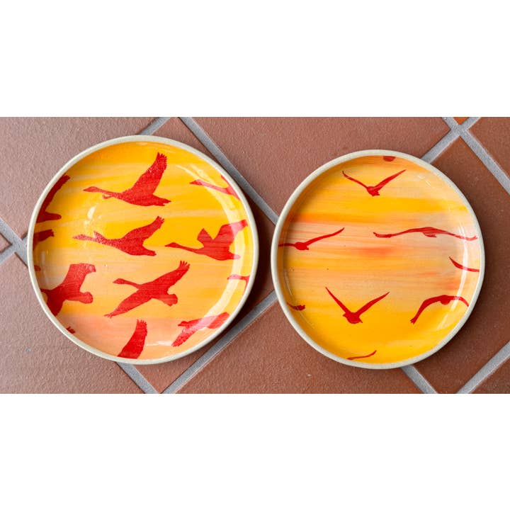 Round Plate 6.5" with Birds for wholesale by Sweet Air Studio