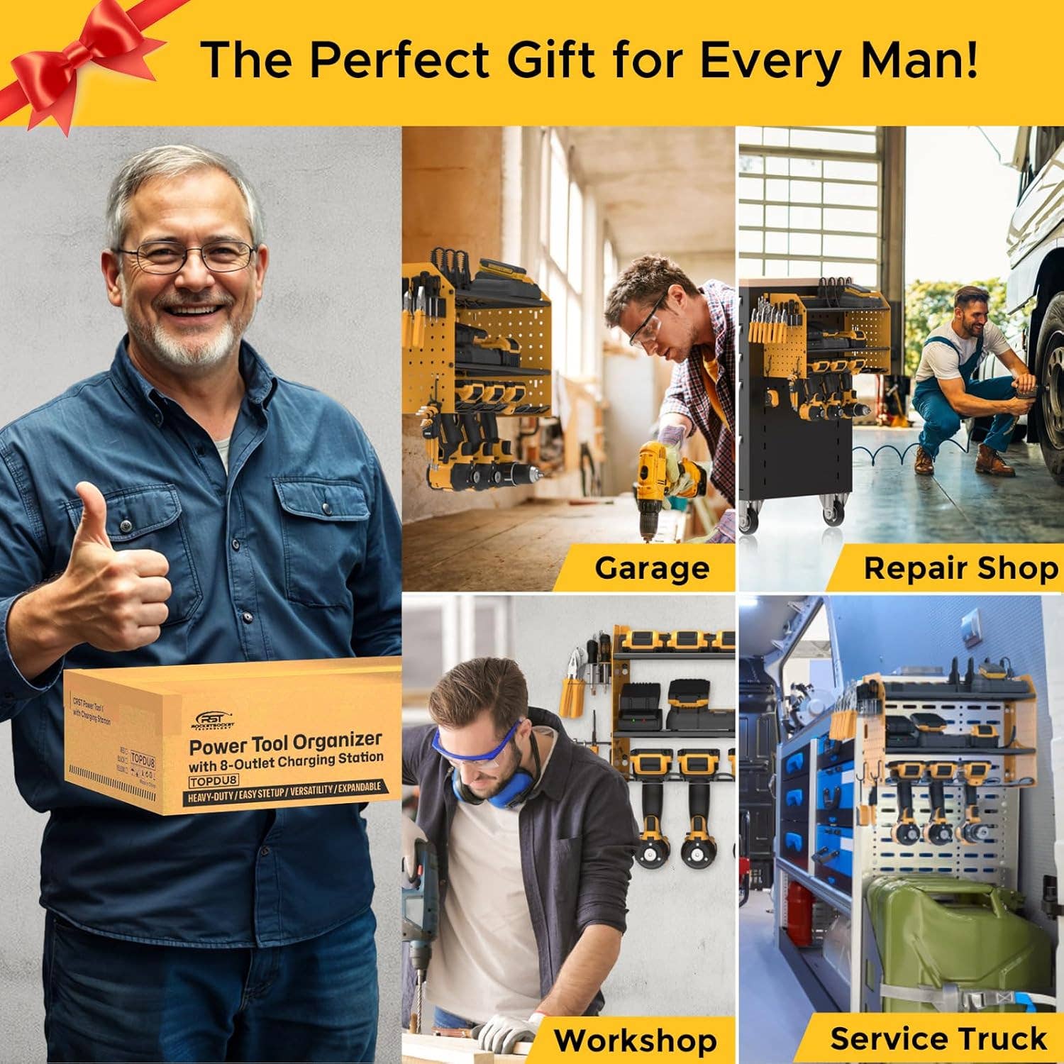 Rocket Socket Technology - Wholesale Wall Mounted Shelf - Power Tools Organizer Wall Mount, Cordless Drill Holder with 8-Outlet Power Strip, Modular Garage Organization Storage Rack 36 Months Warranty5