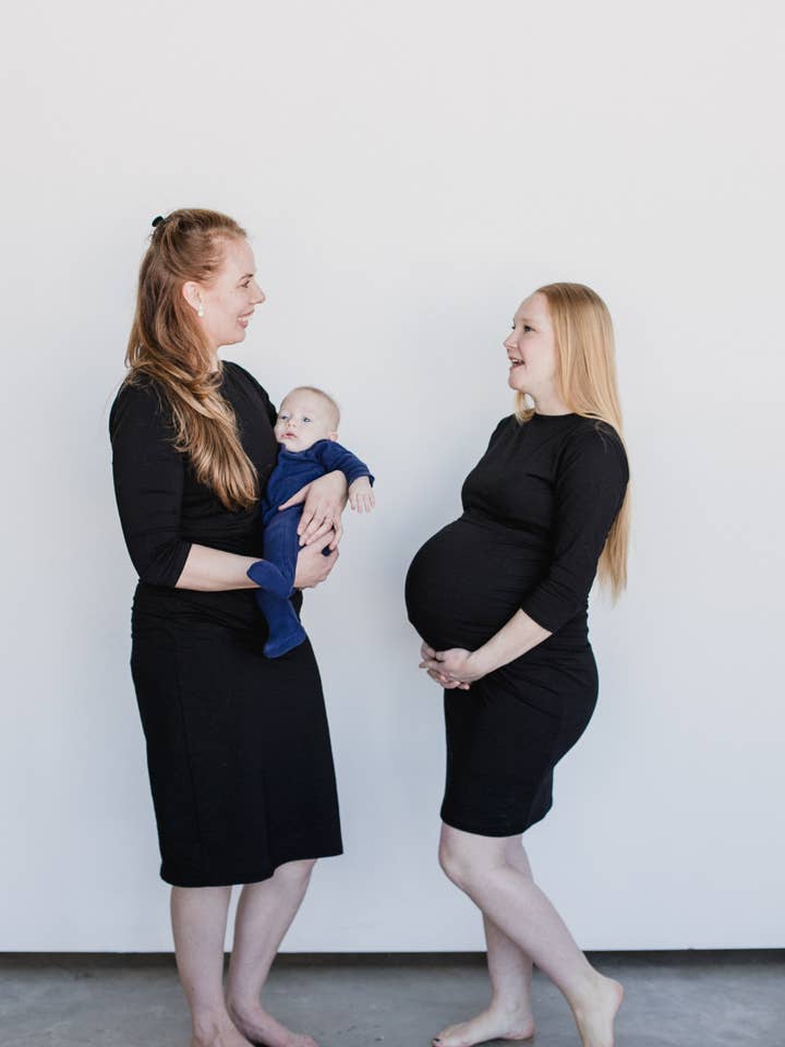 Taryn 3/4 Sleeve Maternity and Nursing Dress for wholesale by Ella Bella Maternity