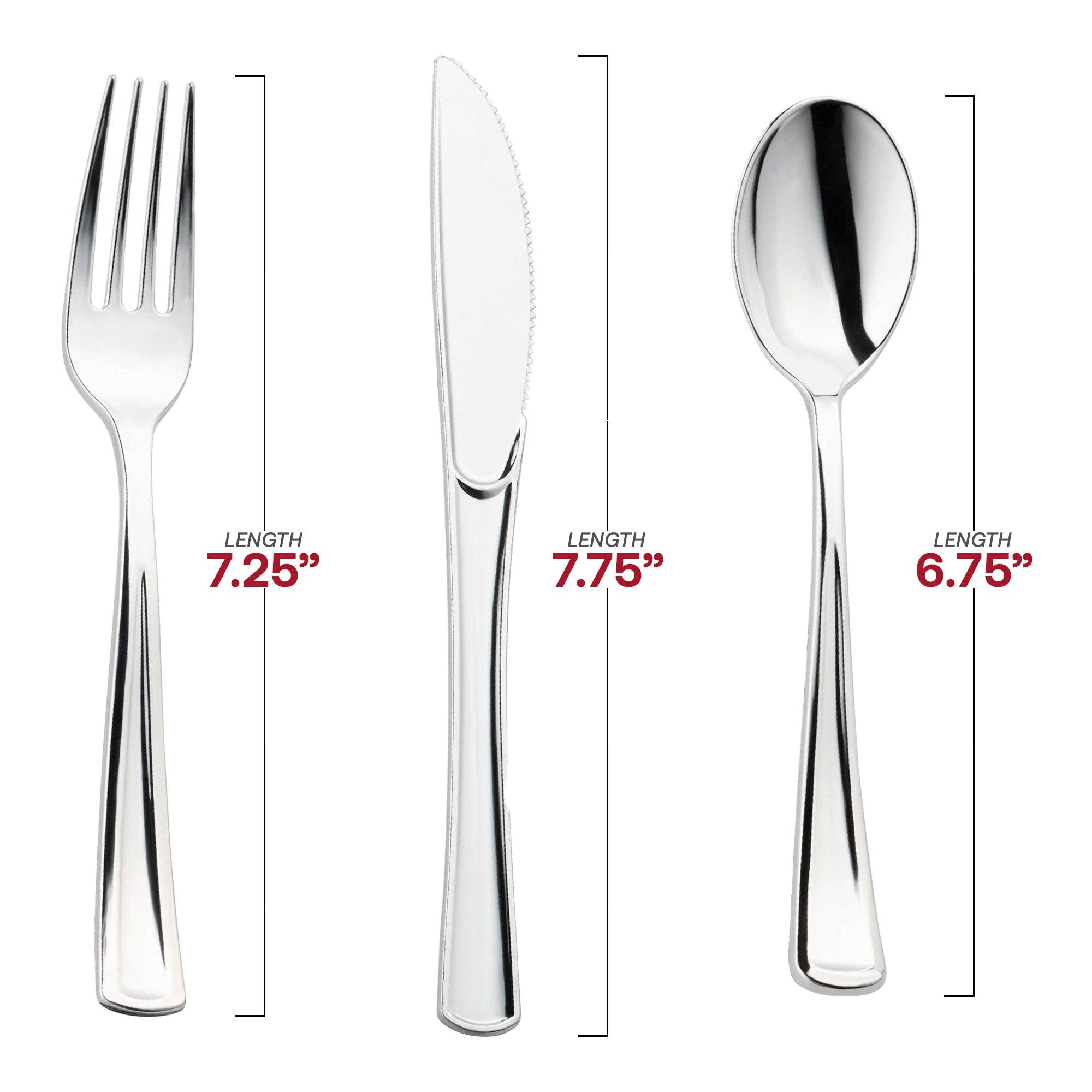 Smarty had a Party - Wholesale Assorted Cutlery Set - Shiny Metallic Silver Plastic Cutlery Combo Set - 120 Guests1