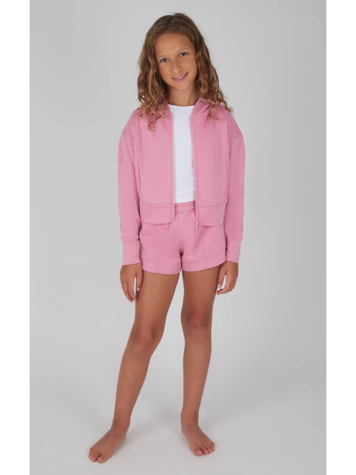 90 Degree by Reflex - Wholesale Top & Pant Set - Kids - Girls Scuba Jacket, Rib Tank, Short - 3 pc SET