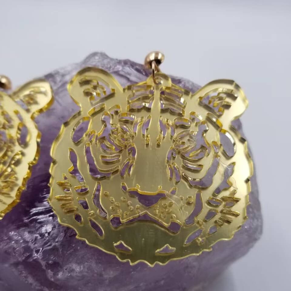 magnolia jewelry - Wholesale Dangle Earrings - Gold Mirror Acrylic Tiger Dangle Earrings1