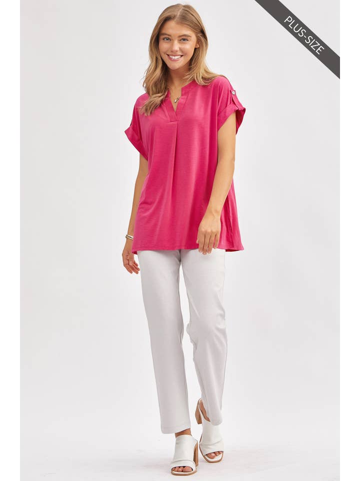 Dear Scarlett - Wholesale Tunic - Women's - PLUS SIZE Solid Soft Dolman Sleeve Top