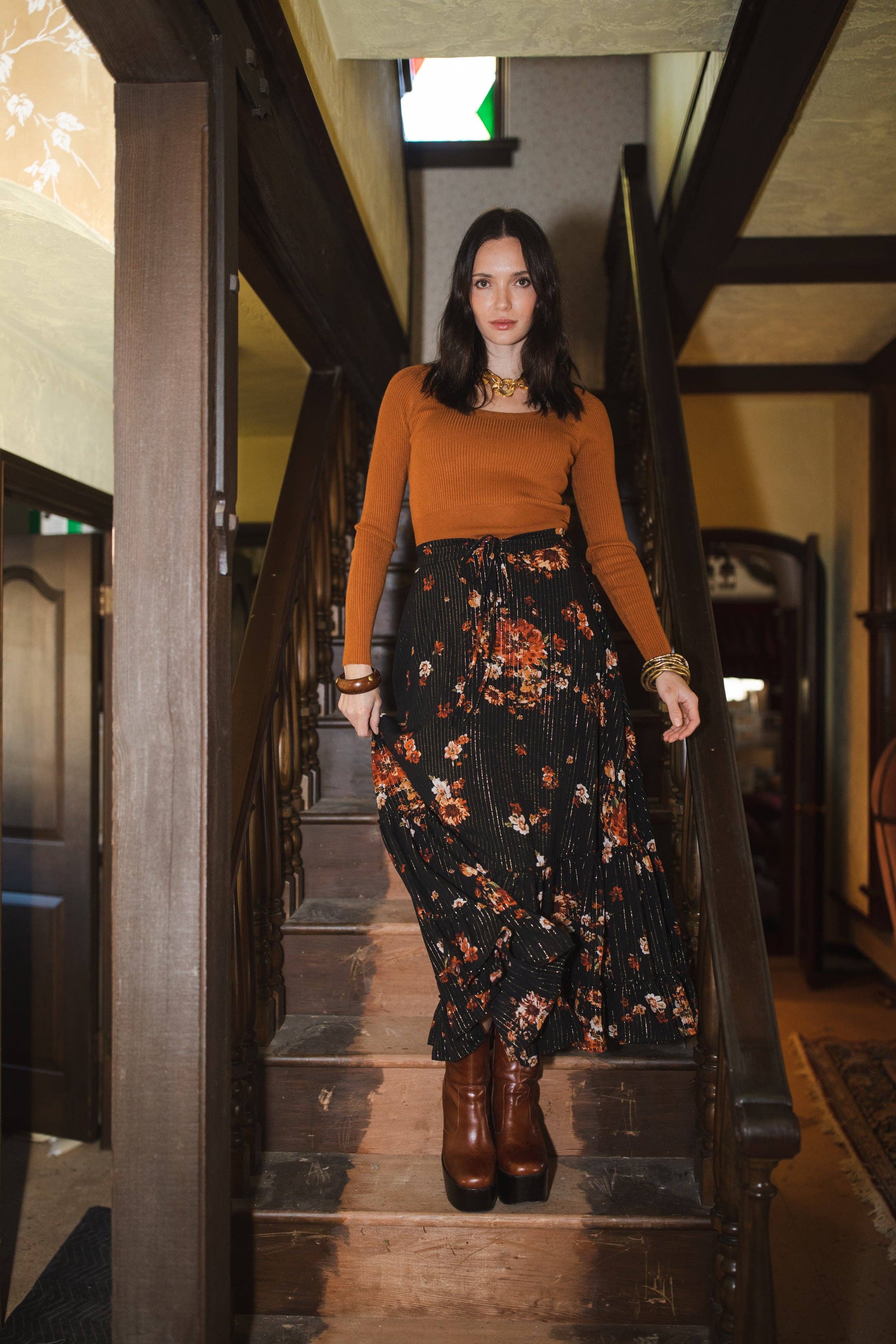 Jennafer Grace – wholesale Skirt – Women’s – Lynx Flora Maxi Skirt12