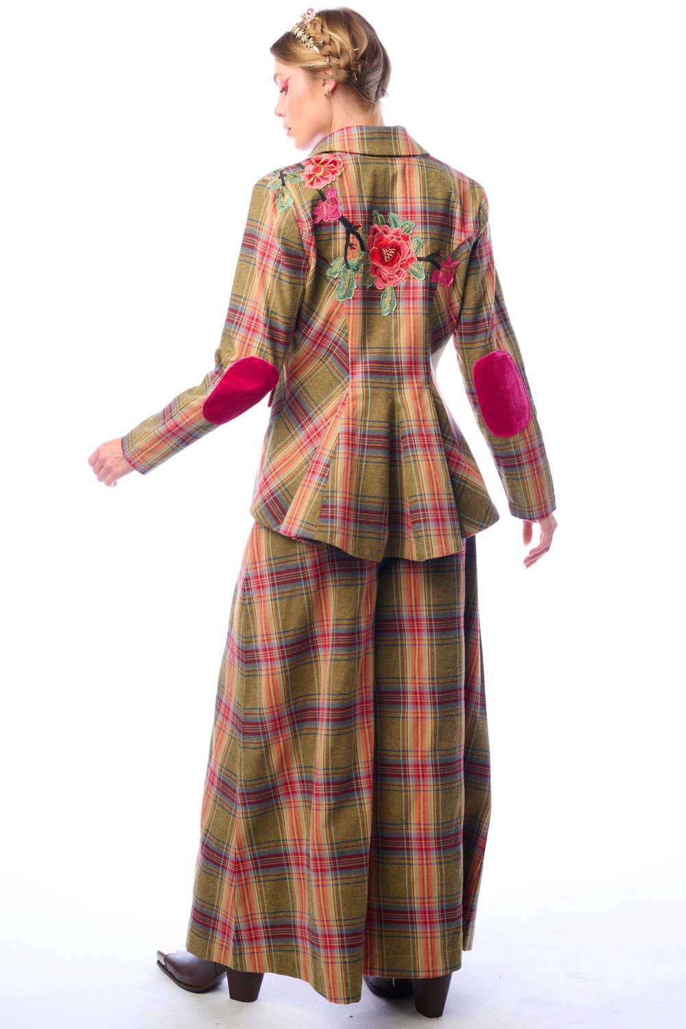 Olive Plaids Combo Season Statement Pants for wholesale on Faire10