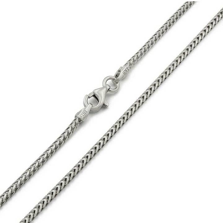 Vesa Jewels - Wholesale Link & Chain Necklace - Solid .925 Sterling Silver 2mm Solid Franco Square Box Link Chain Necklace, 16''-30’' Men Women Unisex Teens Silver Franco Square Box Link Chain