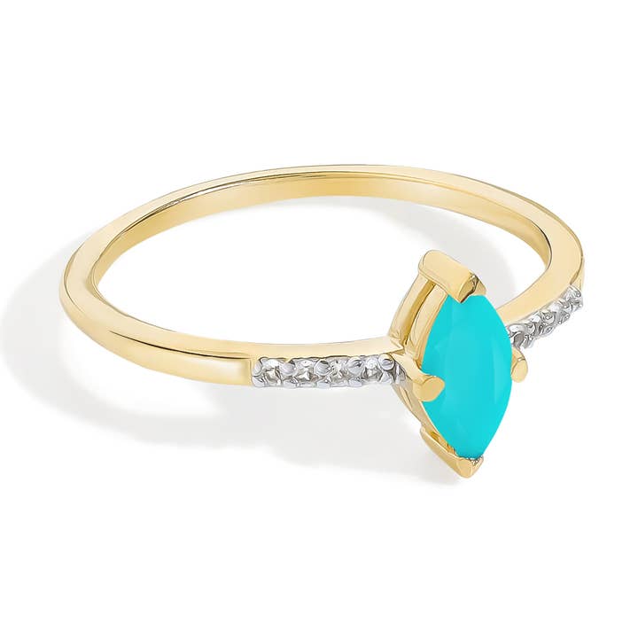 Gold Plated 925 Silver Arizona Turquoise Ring with Accents for wholesale by Tiramisu