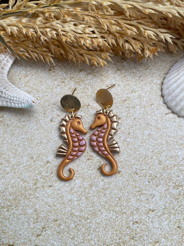 Brincos de argila Seahorse por atacado de KLA Designs