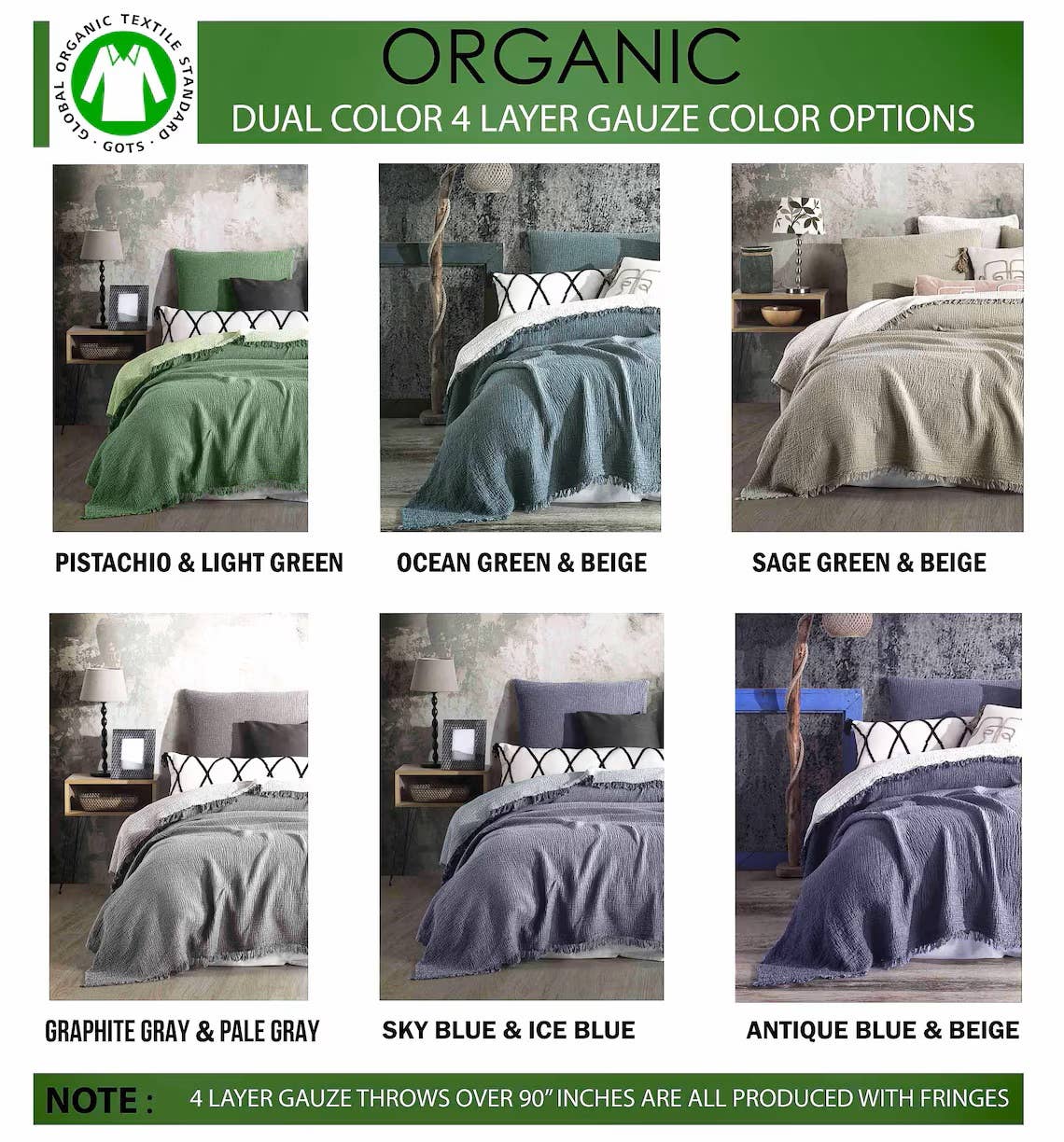 Aseel Buy Good - Wholesale Travel Blanket - Green Muslin Blanket, Dual Color Cotton Throw Turkish4