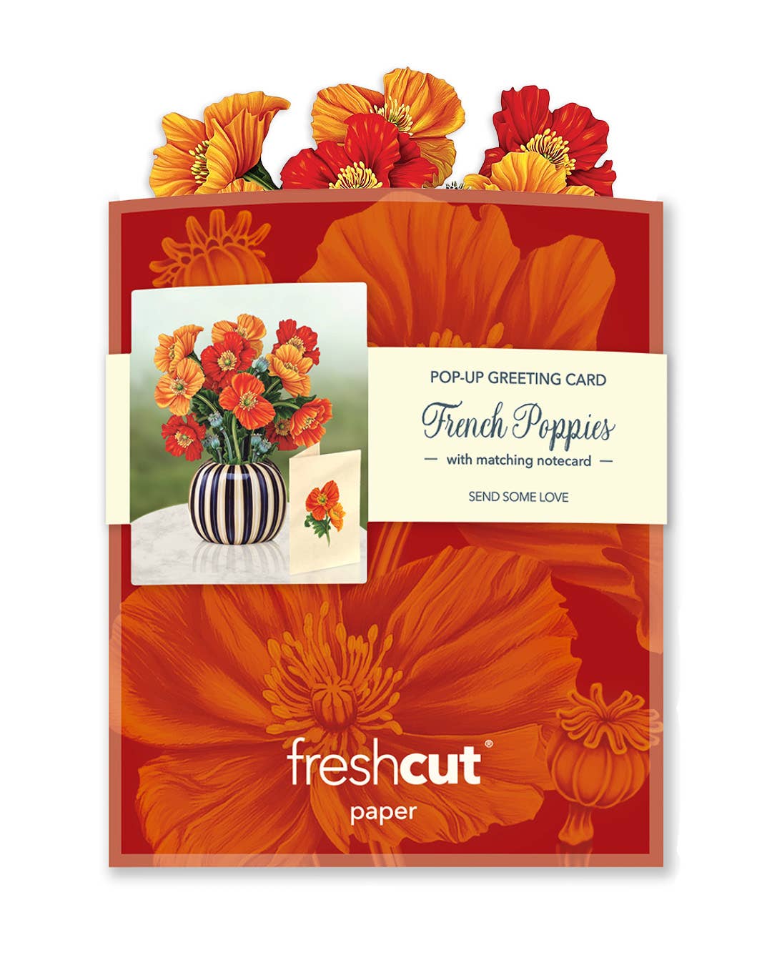 FreshCut Paper LLC - Wholesale Everyday Greeting Card - Mini French Poppies (10 Pop-up Greeting Cards)6