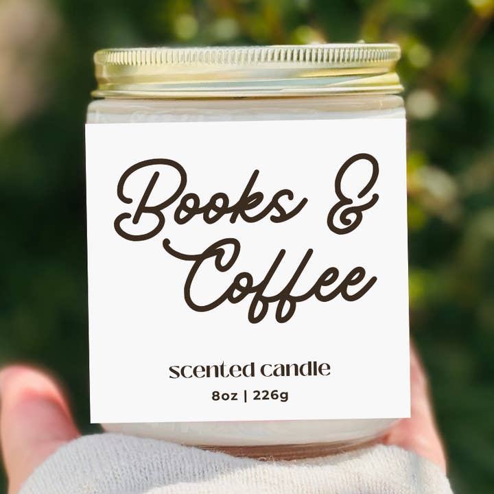 Books & Coffee Coconut Soy Candle for wholesale by Free Ethos