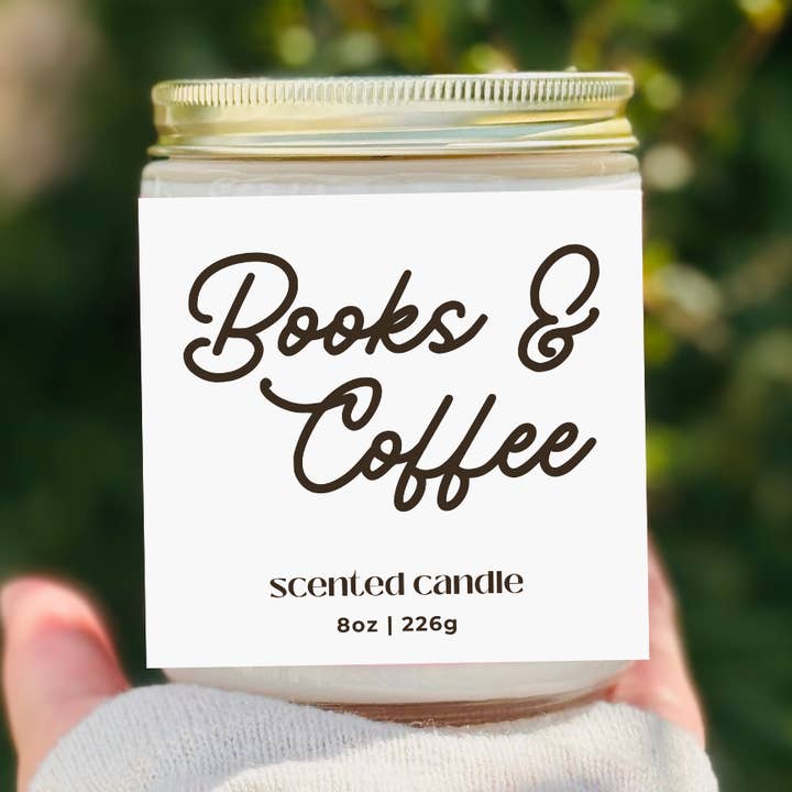 Bougies de soja à la noix de coco "Books & Coffee" pour la vente par Free Ethos