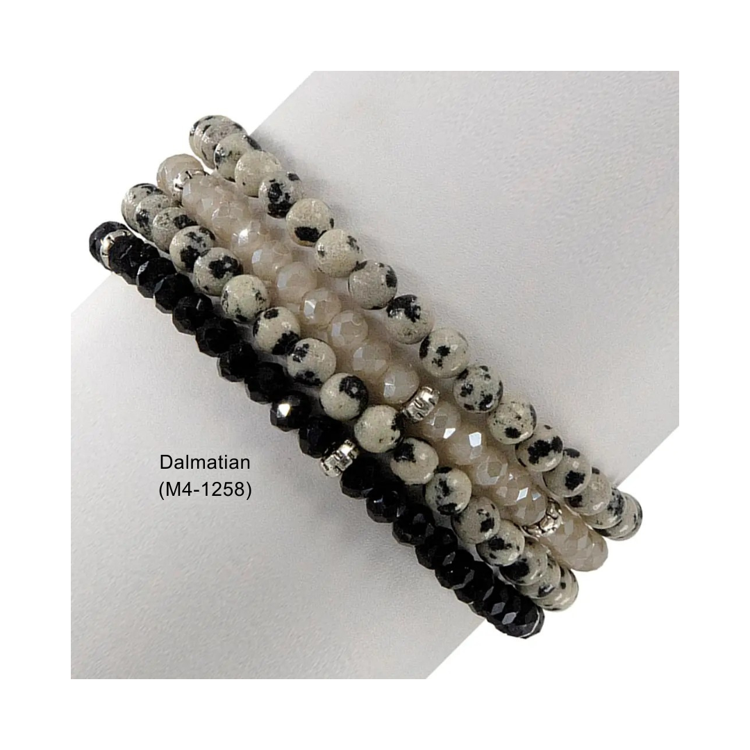 My Fun Colors - Wholesale Beaded Bracelet - Gemstone + Crystal Bead Stretch Bracelets, Set412