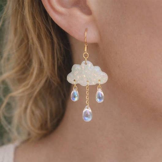 Opal Rain Cloud Polymer Clay Earrings for wholesale by bohemians closet