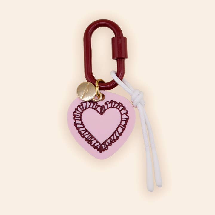 Ruffled Heart Bag Charm for wholesale by Freshwater Curated Goods