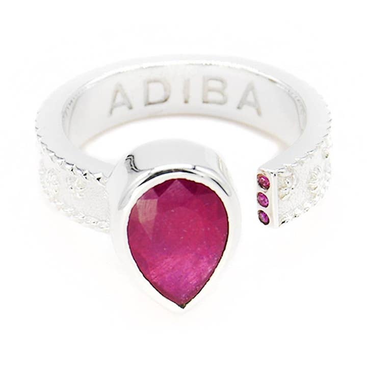 Silver Ruby Resizable Ring for wholesale by ADIBA