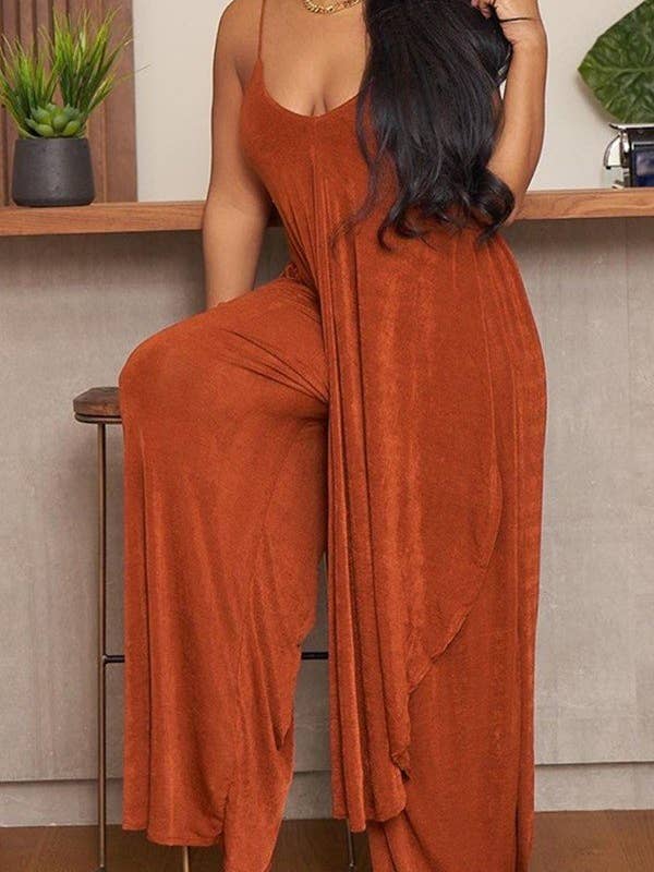 Aria Romance - Wholesale Top & Pant Set (NOT Loungewear) - Women's - Fashion Personality Halter Top Loose Wide Leg Pant Suit