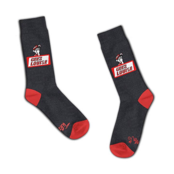Geez Louise Socks for wholesale by Adam Turman Artwork Co