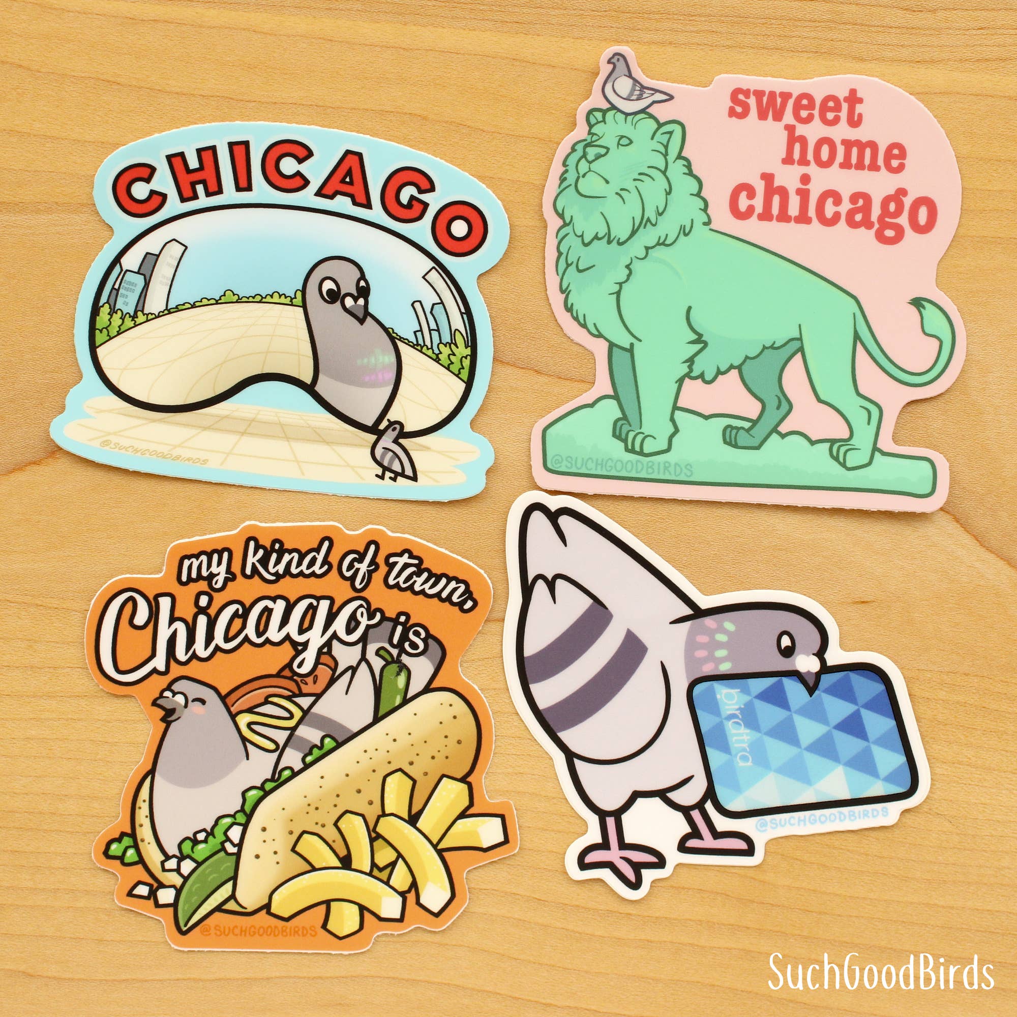 Such Good Birds - Wholesale Sticker - Chicago Bean - 3" Waterproof Vinyl Stickers Pigeon Souvenir2