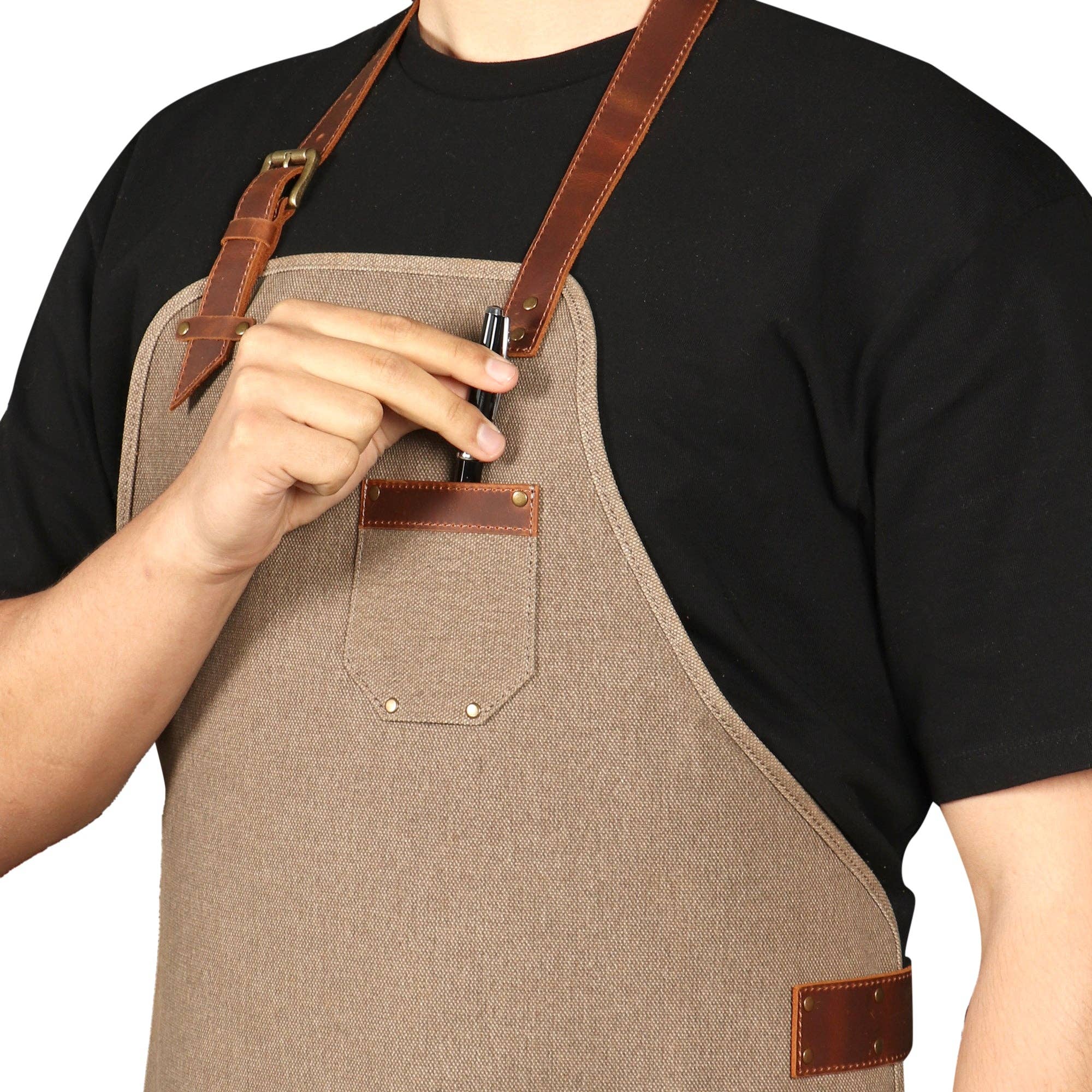 Londo - Wholesale Apron - Otto Angelino Personalized Canvas Cooking Apron, Working Apron with Customization, Workshop Apron with Pockets, Woodworking Apron with Tool Pockets25