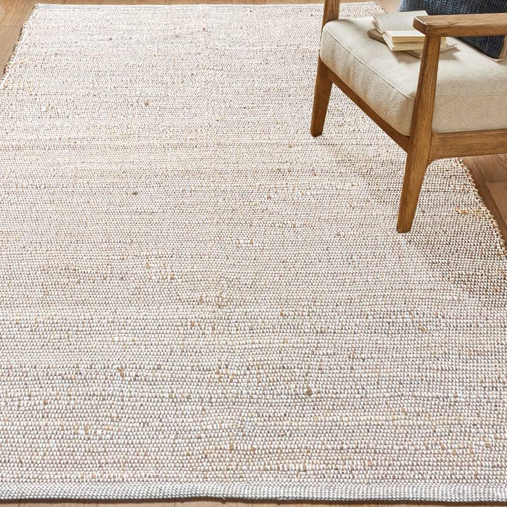 Jute Chindi Rug-Natural Jute-White-9'x12'. for wholesale by chardin home