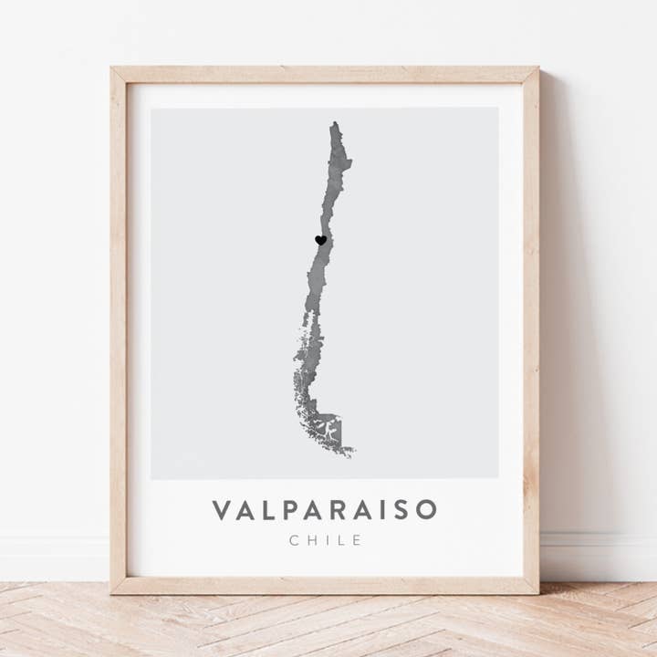 Kaart van Valparaíso, Chili voor wholesale door Backstory Map Co.