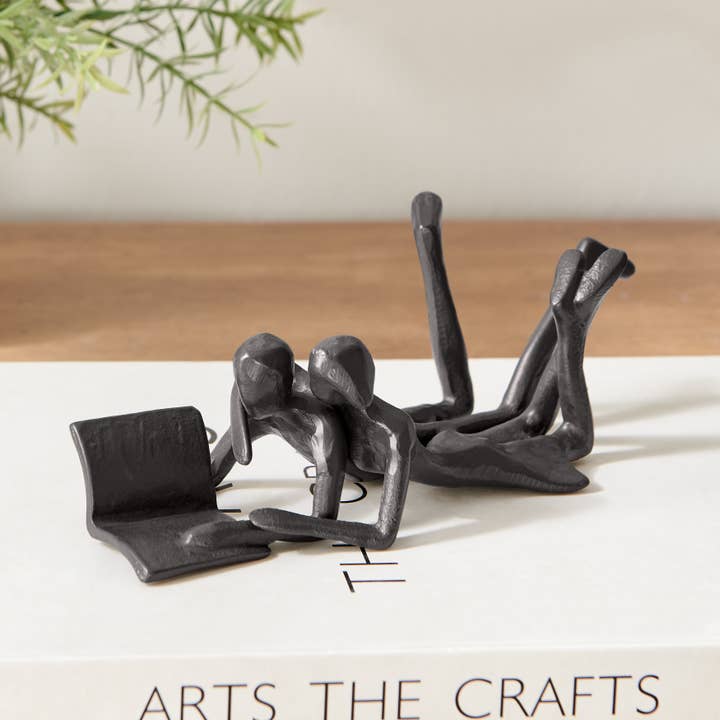 Danya B - Wholesale Sculpture - Brown Iron Abstract Couple Reading Book Together Sculpture