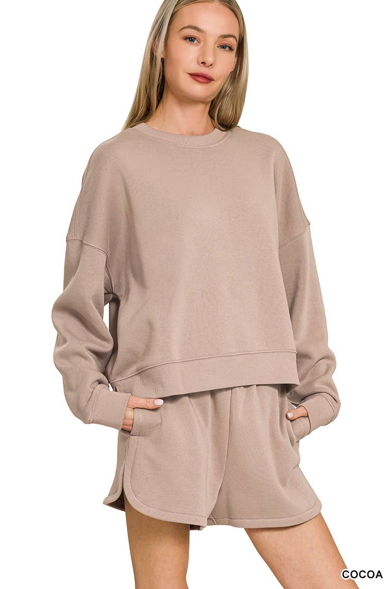 Vanilla Monkey – Engroshandel Loungesæt - Dame – Fleece langærmet sweatshirt og shorts sæt2