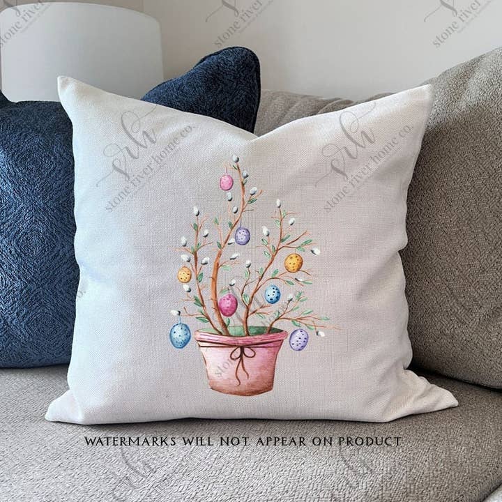 Housse de coussin en forme d'œuf de Pâques | Décoration de printemps | pour la vente par Stone River Home Co