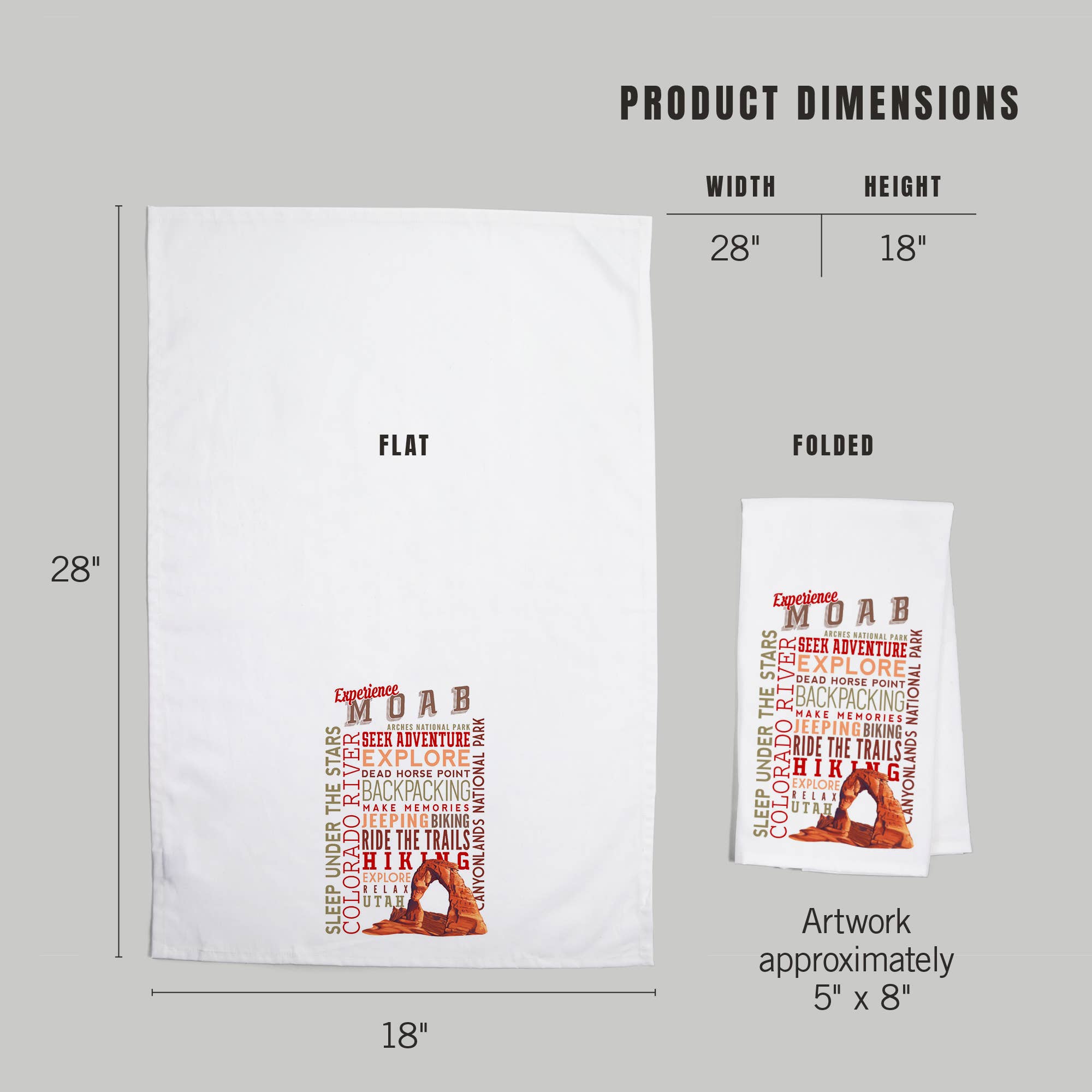 Lantern Press - Vendita all'ingrosso Strofinacci - CANOVACCIO BIOLOGICO Experience Moab, Utah, Tipografia4