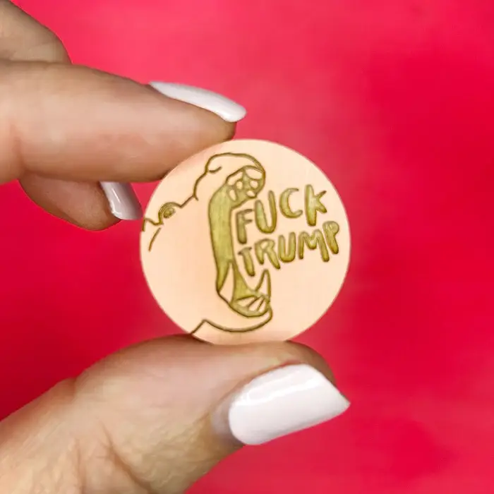 SnowMade - Wholesale Lapel Pin/Button - F*ck Trump Wooden Pins2