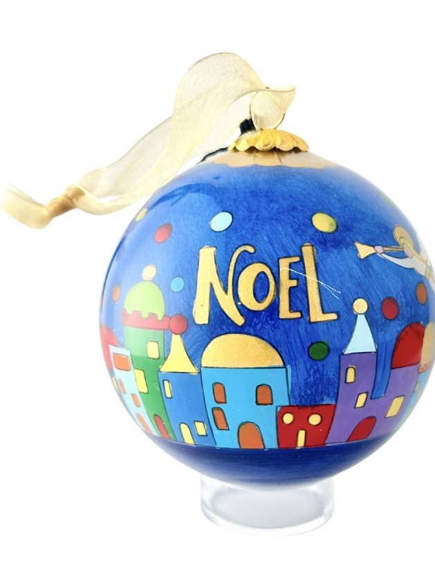 Hand-Painted Glass Ornament - Noel Bethlehem for wholesale by Kitty Keller Designs