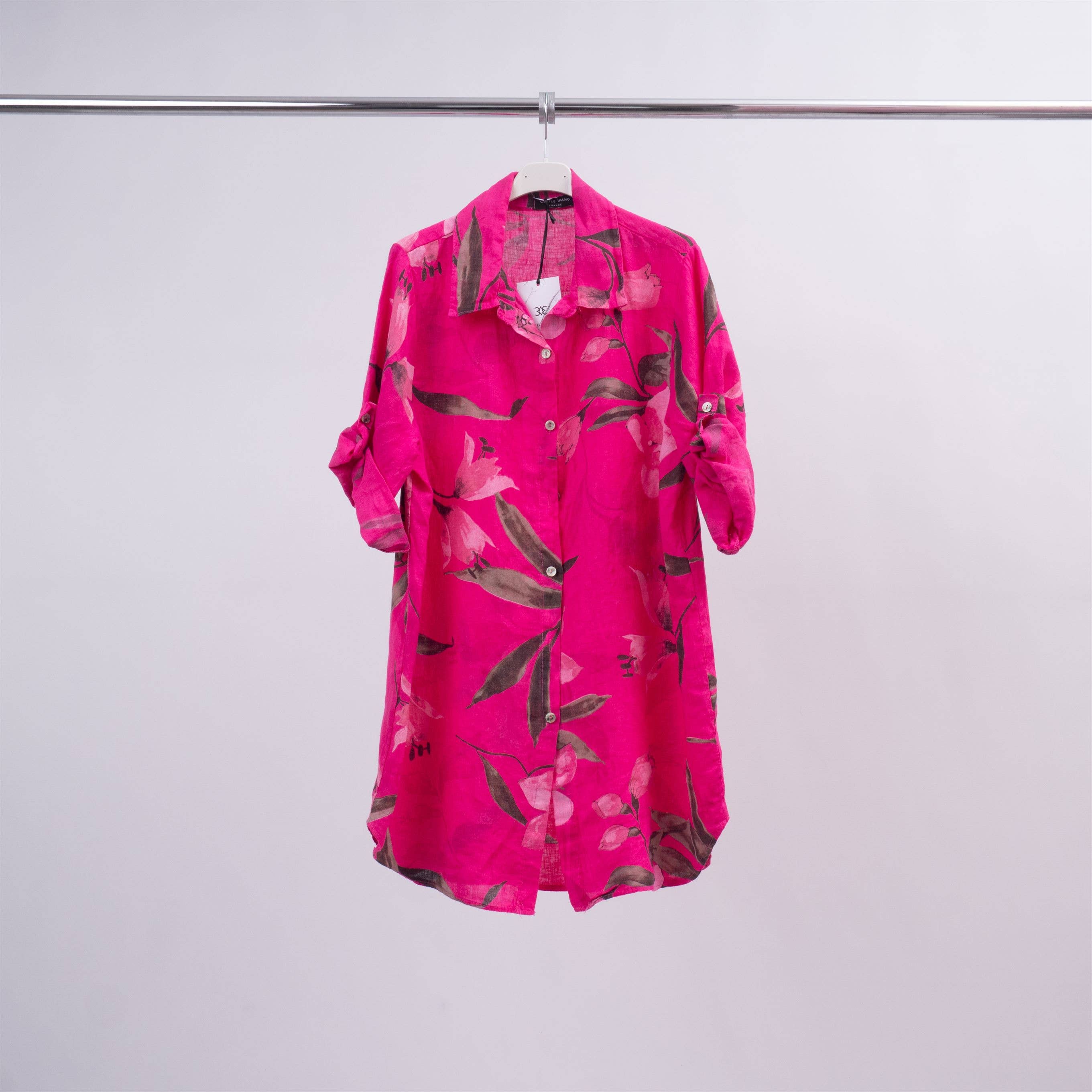 Cecile Wang - Wholesale Dress - Women's - Short linen dress with flower print 189891752