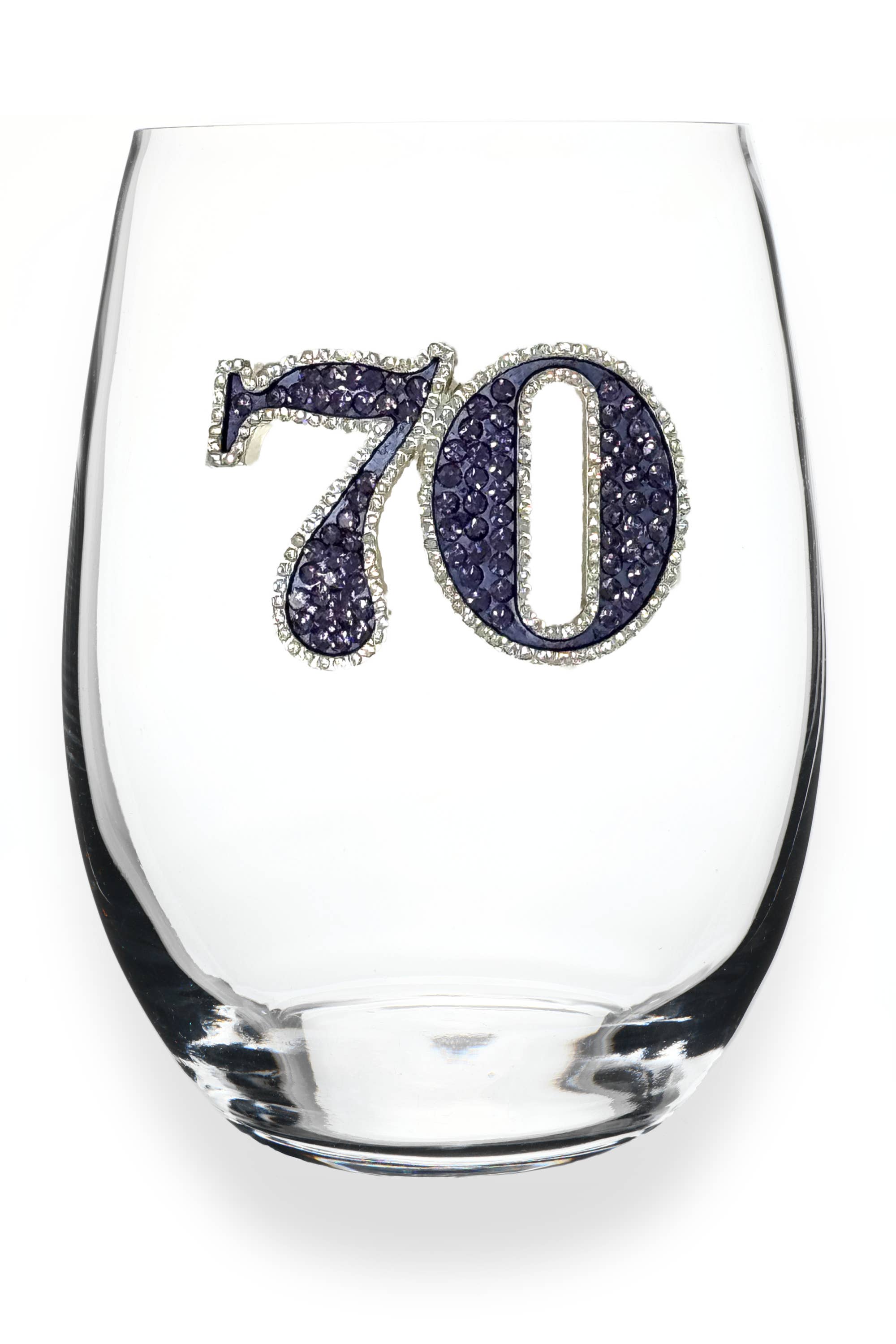 The Queens' Jewels® - Wholesale Wine Glass - 70th Birthday Stemless Wine Glass2