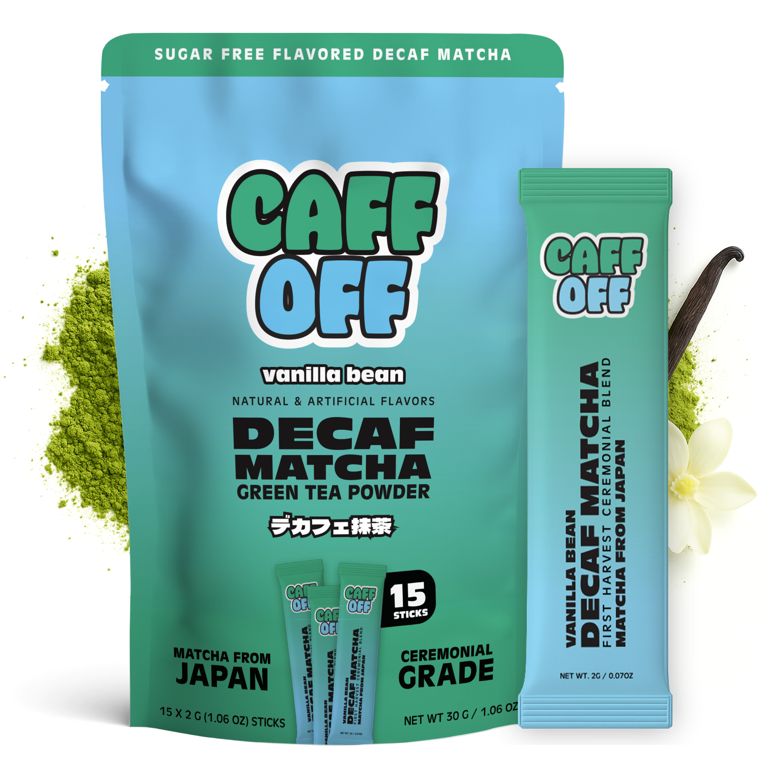 Caff Off - Wholesale Health/Detox Tea - Vanilla Bean Decaf Matcha Sticks0