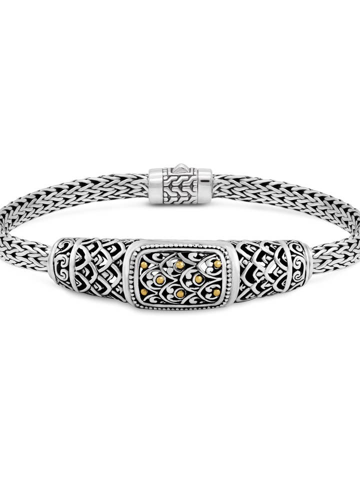 Sterling sølv 18K guld Dragon Skin Chain Armbånd for engroshandel hos DEVATA