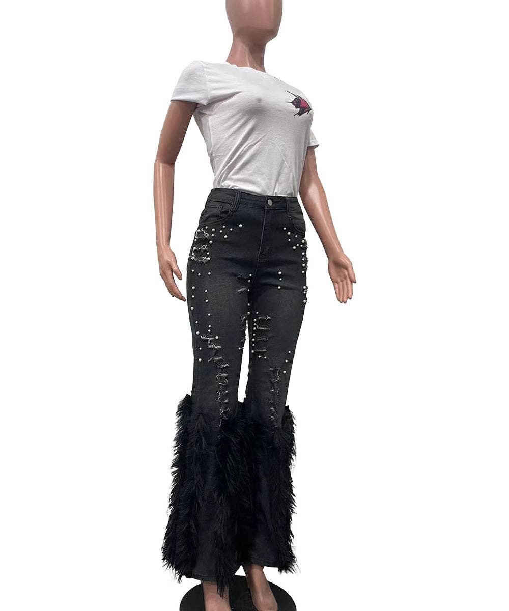 Aria Romance - Wholesale Jeans - Women's - Beaded Fringe Flare Jeans9