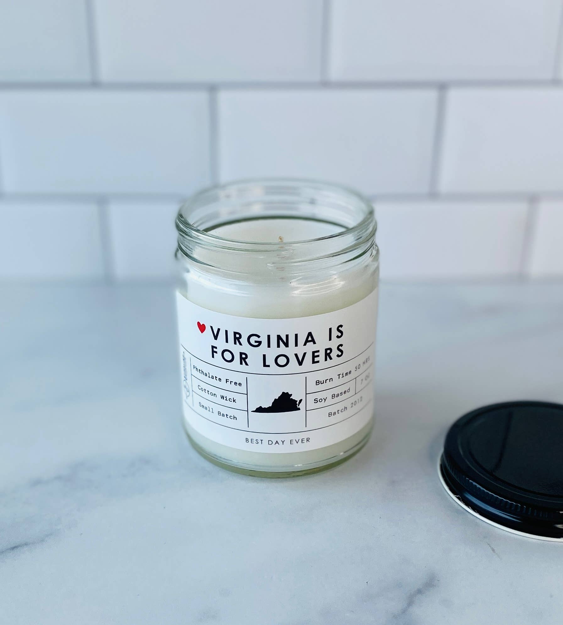 White Virginia Is For Lovers Candle for wholesale on Faire2