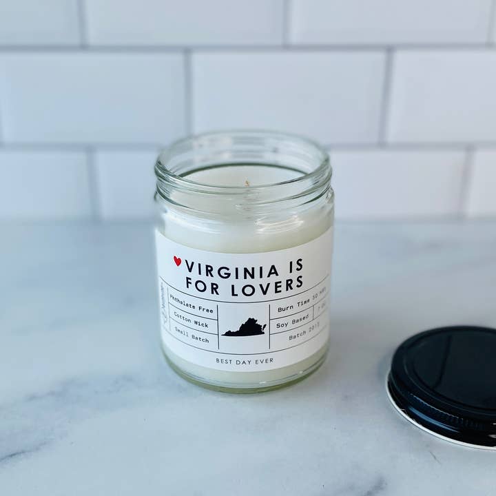 White Virginia Is For Lovers Candle for wholesale on Faire2