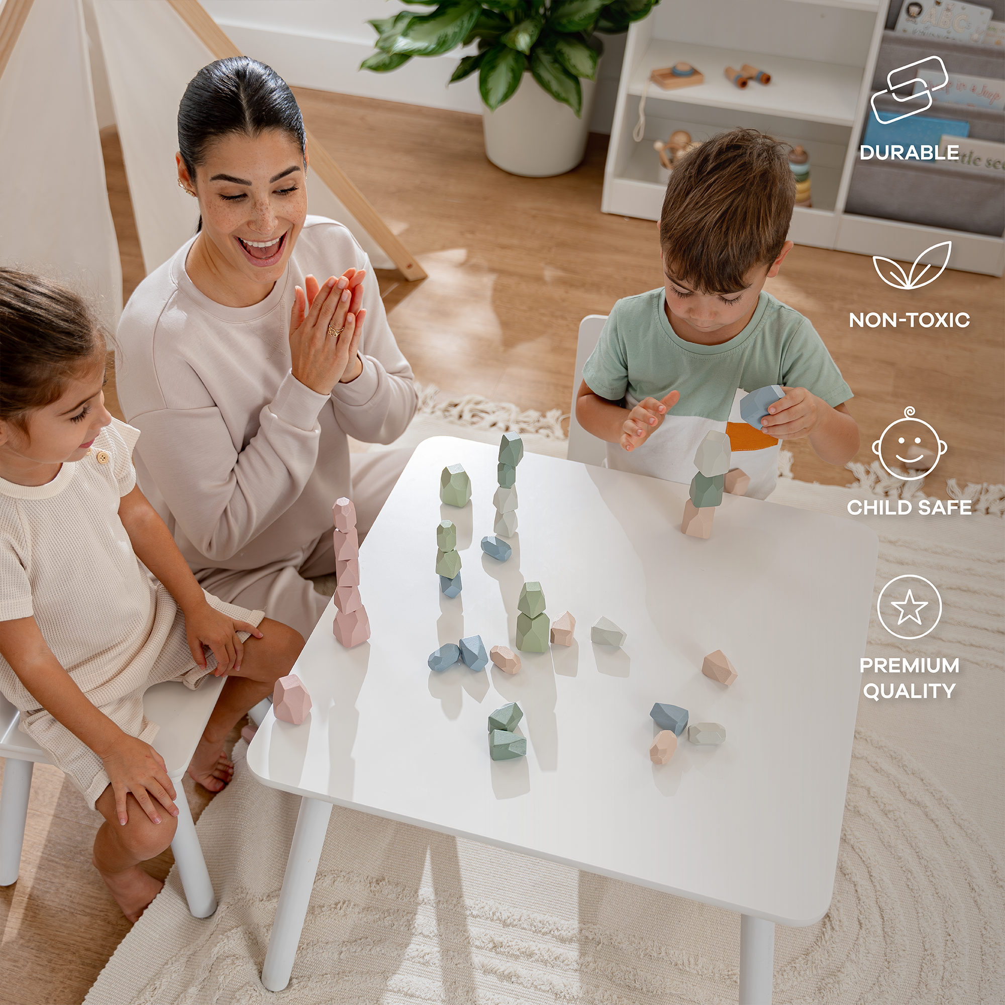 Comfy Cubs - Wholesale Blocks - Kids Baby - Stacking Rocks, 36 pcs Wooden Stacking Stones by Comfy Cubs21