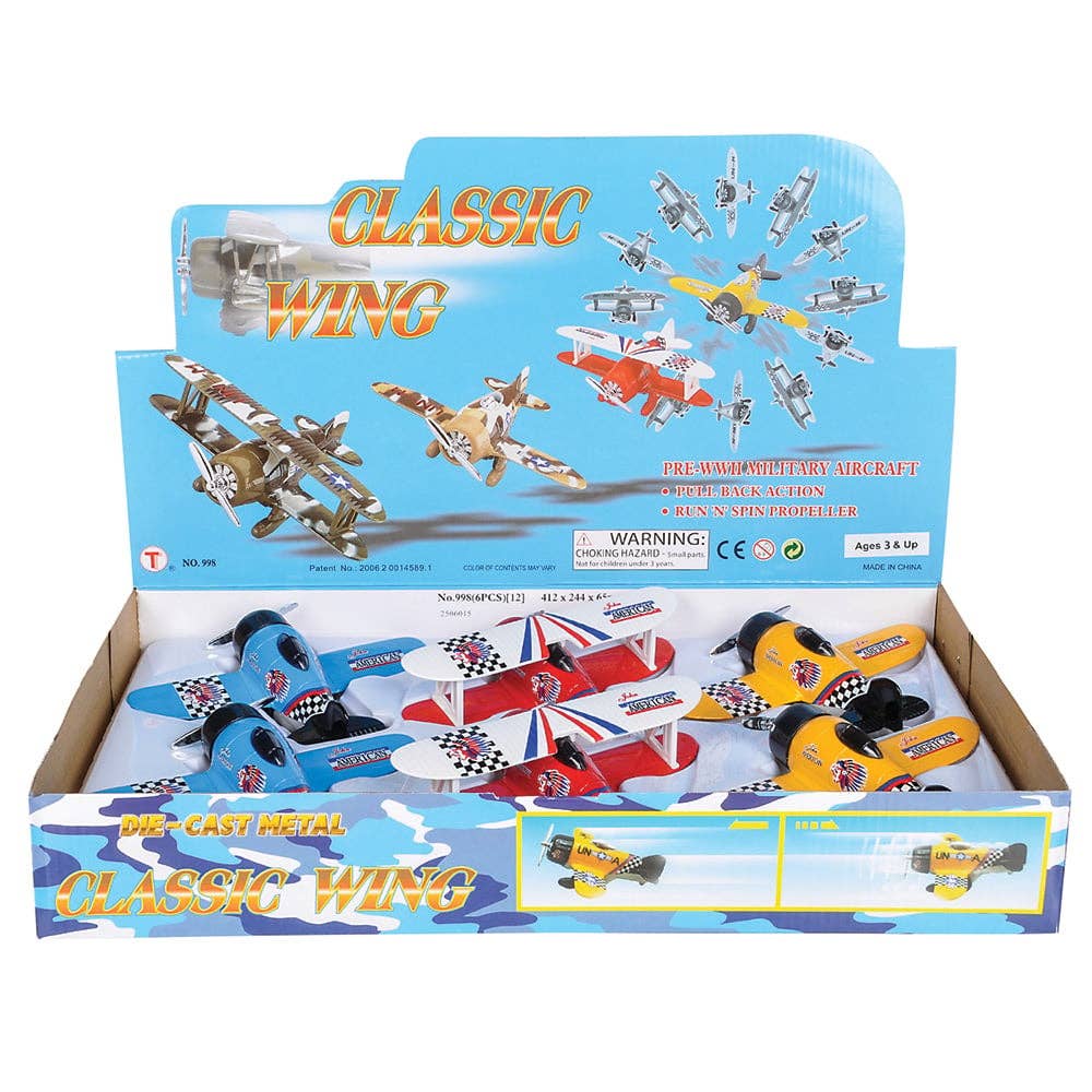 La Luna Bella - Toys - Wholesale Toy Plane - Kids - 6.5" DIE-CAST PULL BACK CLASSIC WING AIRPLANE LLB Car Toys2