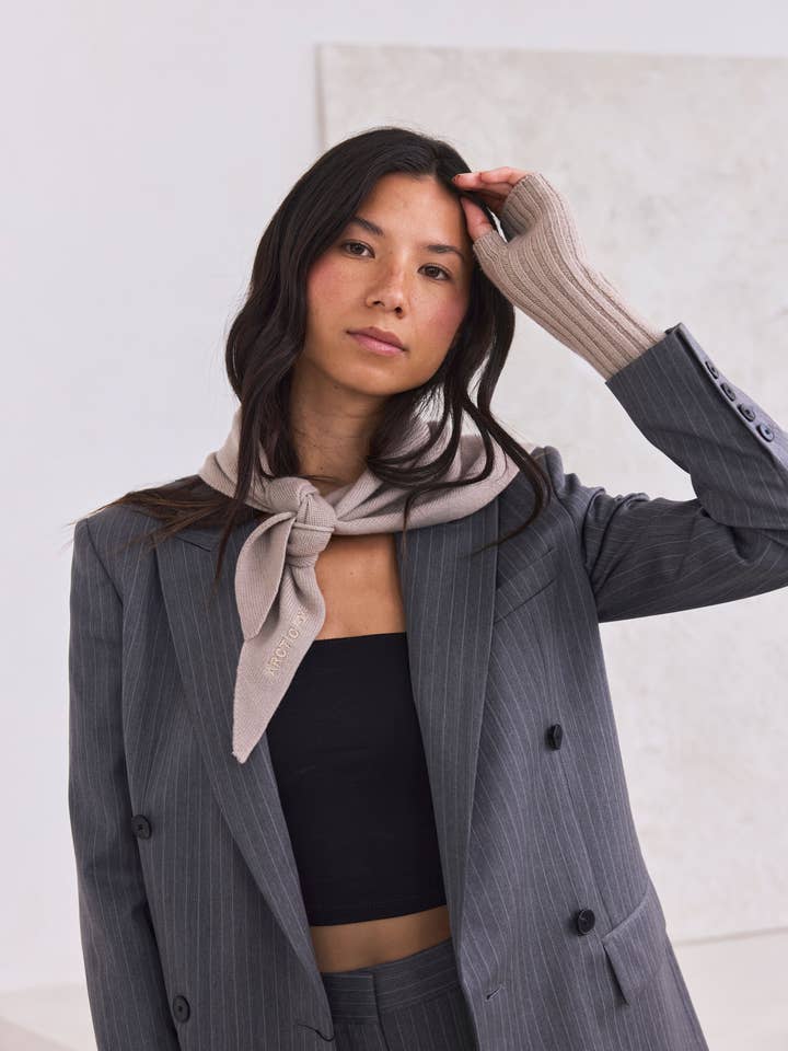Merino Wool Triangle Scarf - Soft Taupe - FW25 for wholesale by Arctic Fox & Co. - North America