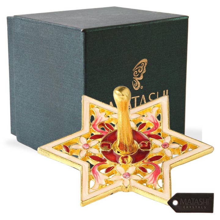 Matashi - Wholesale Menorah - Matashi Hand-Painted Spinning Dreidel and Enamel Menorah